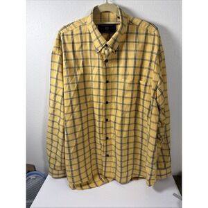 Ruff Hewn Plaid  Men's XL Long‎ Sleeve Button Up Shirt Yellow B1